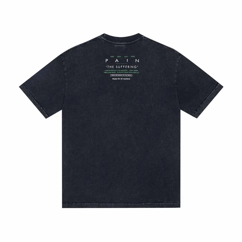 130💰S02# Saint michael American high street starlight letter print retro washed distressed loose cotton short-sleeved T-shirt 13 washed black S, M, L, XL
